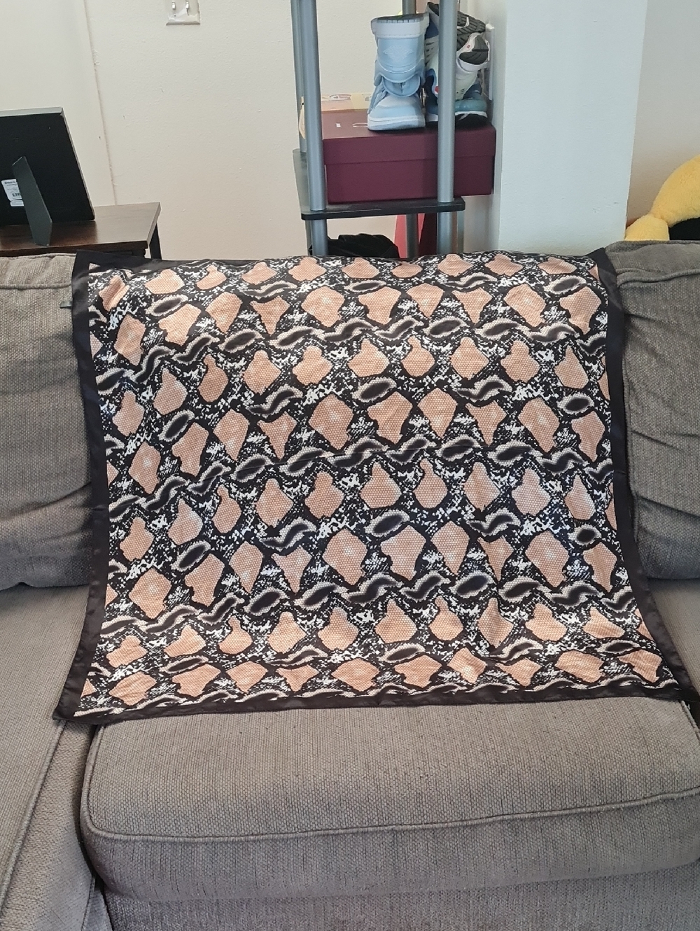 💥3for$15💥Snake-Print Square Scarf in Tan and Black